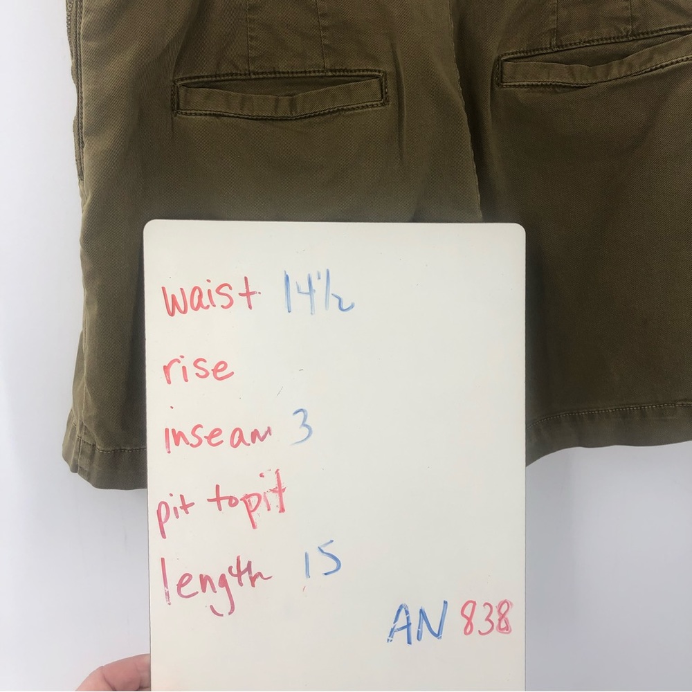 Anthropologie Kelyn Olive Green Pleated High Rise Cuffed Shorts Womens Size 4 - Picture 9 of 9